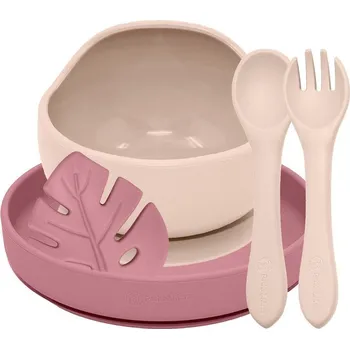 PETITE&MARS Set jídelní silikonový TAKE&MATCH 4 ks Desert Sand - Dusty Rose 6m+