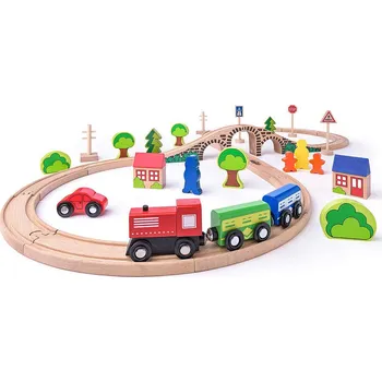 Vláček a vláčkodráha WOODY DŘEVO Vláčkodráha osmička set 40 dílků *DŘEVĚNÉ HRAČKY* | 528203