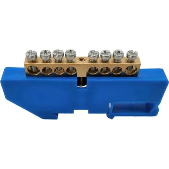 ORNO 8-pólová modrá mosazná přípojnice na vodiče