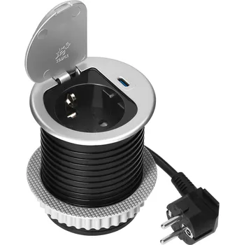 USB nabíječka s kabelem 1.9m, stříbrná