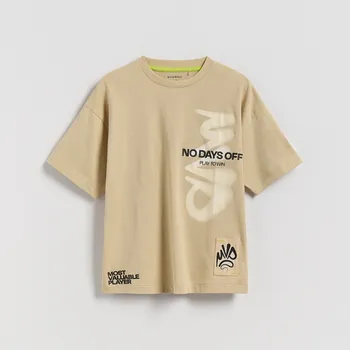 Dětská móda Reserved - Tričko s potiskem - béžová - 067FH-08X - 067FH-08X-140