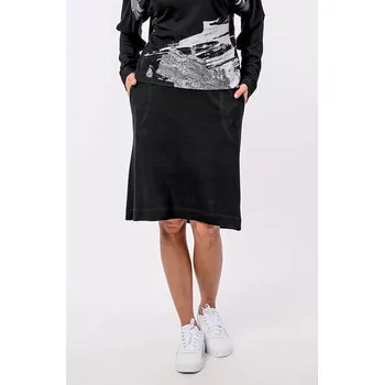 Dámská sukně Volnější černá dámská sukně ke kolenům s kapsami 114 velikost S