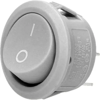 vypínač Kulatý šedý kolébkový spínač 230V
