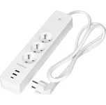 Chytrý Wi-Fi prodlužovač 3 zásuvky, 2x USB, bílá