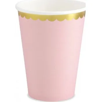 Party dekorace Kelímek růžový - zlaté vlnky 6 ks