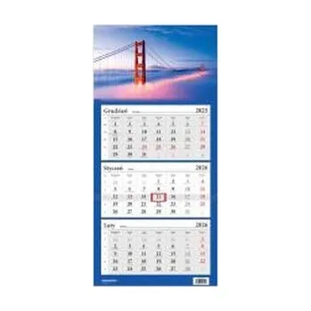 Kalendář Kalendarz 2026 trójdzielny Most Golden Gate HELMA