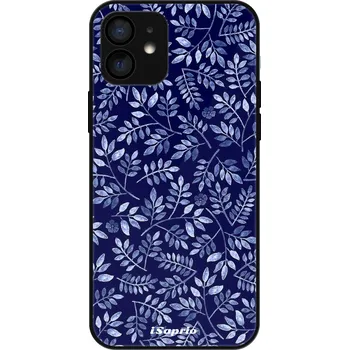 Pouzdro na mobilní telefon Lesklé pouzdro iSaprio pro Apple iPhone 12 - Blue Leaves 05 - VÝPRODEJ (Lesklé pouzdro, kryt, obal iSaprio Exclusive na mobil Apple iPhone 12 s motivem Blue Leaves 05 - elegantní skleněný vzhled, skvělá ochrana mobilu a luxusní styl, vyrobeno v Česku)