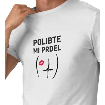 Pánské triko bílé - Polibte mi prdel 3XL