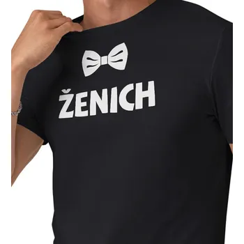 Pánské tričko Pánské černé triko - Ženich motýl 3XL