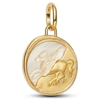 Přívěsek Zlacený medailonový přívěsek PANDORA Pegas s perletí 764090C01