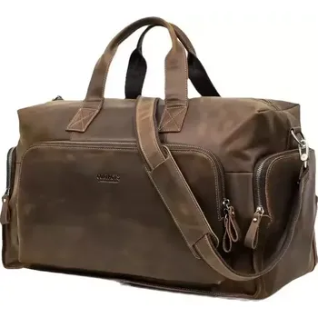 Cestovní taška Contacts® luxusní kožená cestovní taška Maron 21L