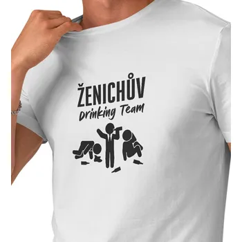 Pánské tričko bílé - Ženichův drinking team 3XL