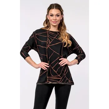 Dámská halenka Kimonová černohnědá dámská halenka s dlouhými rukávy 7861 velikost 2XL