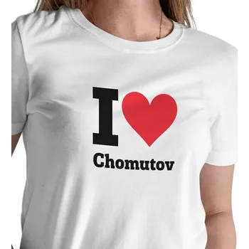 Dámské tričko Dámské triko bílé - I love Chomutov XXL