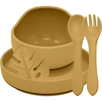 Petite & Mars Set jídelní silikonový Take Match 4 ks 6 m+ Intense Ochre