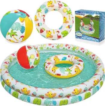 Bazén 3v1 Dětský bazének 122 x 20 cm + KRUH + MÍČEK Bestway 51124