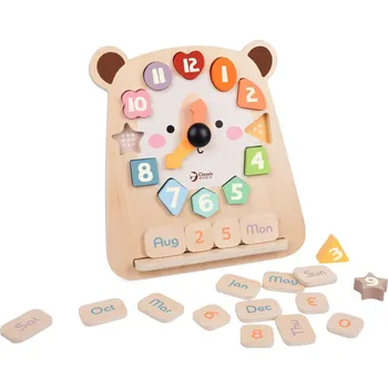 Hodiny Dřevěná vkládačka hodiny medvěd v krabici