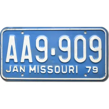 Plechová cedule Americká SPZ Missouri 1979 Blue AA9-909