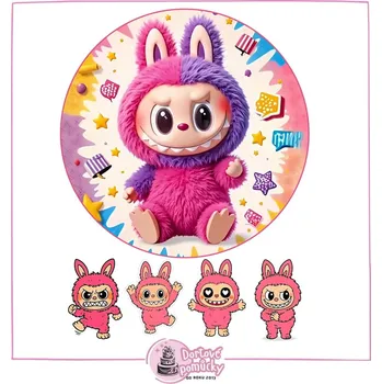 Jedlá dekorace na dort Labubu č.3 jedlý papír nebo fondánový list - Bez úprav / Jedlý papír / Bez decor gelu