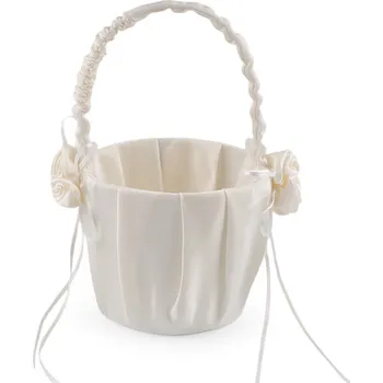 Svatební saténový košíček pro družičky Varianta: 2 krémová nejsvět., Balení: 1 ks