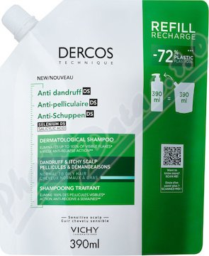 VICHY DERCOS Šampon lupy mastné vlasy náplň 390ml