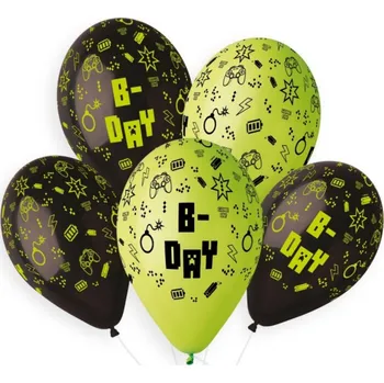Balónek GEMAR Balónky nafukovací 26cm potisk narozeniny HAPPY B-DAY set 5ks | 36