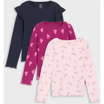 Dívčí tričko Sinsay - 3 balení triček s dlouhým rukávem - vícebarevná - XE092-MLC - XE092-MLC-104