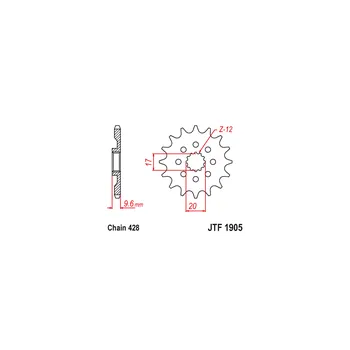 Řetězová sada pro motocykl Řetězové kolečko JT JTF 1905-13 13 zubů, 428