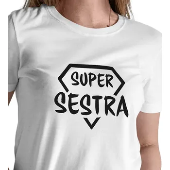 Dámské tričko Dámské bílé tričko s nápisem Super sestra L