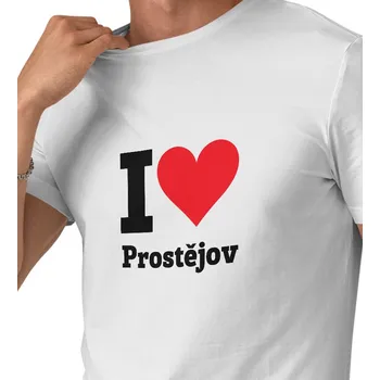Pánské tričko Pánské triko bílé - I love Prostějov 4XL