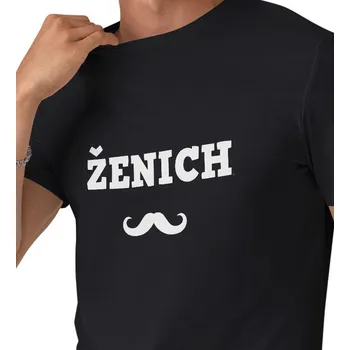 Pánské černé triko - Ženich knír XXL