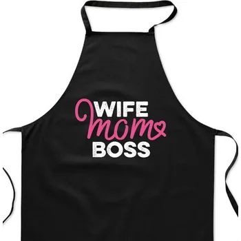 Kuchyňská zástěra Zástěra černá - Wife mom boss