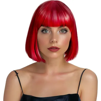 Karnevalová paruka Paruka mikádo s ofinou, červená