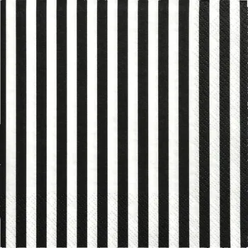 Papírový ubrousek Ubrousek Pruhy - černo-bílý (20 ks)