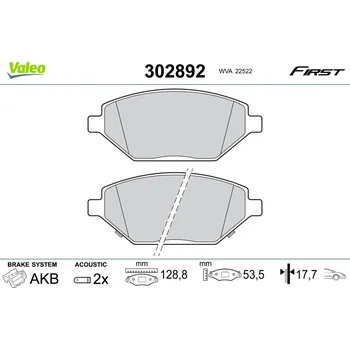 Brzdová destička Sada brzdových destiček, kotoučová brzda VALEO 302892