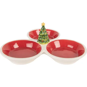 Clayre & Eef - Keramická trojmiska CHRISTMAS TREE 6CE2225
