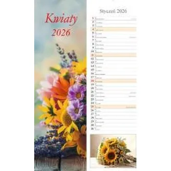 Kalendář Kalendarz 2026 ścienny pasek Kwiaty