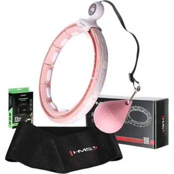 Sada masážní hula hoop HMS HHM15 růžová se závažím, magnety a počítadlem a zeštíhlujícího pásu BR163 PLUS SIZE