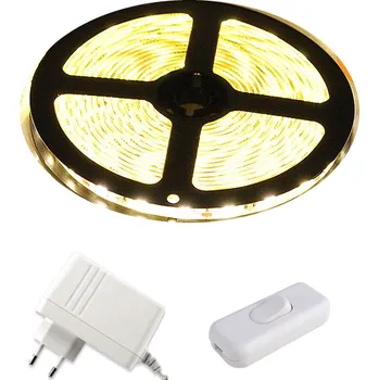LED páska Sada led pásku 2,5m teplý bílá 1100 lm/m s vypínačem v silikonu