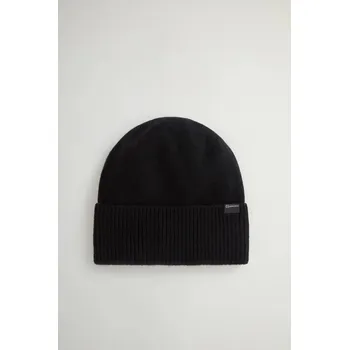 Klobouk ČEPICE WOOLRICH CASHMERE RIBBED BEANIE BLACK