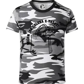 Chlapecké tričko Nečum jak chleba z tašky! - Dětské maskáčové triko - 134 cm/8 let ( Šedý maskáč )