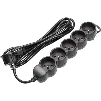 Prodlužovací kabel Prodlužovací kabel s 5 zásuvkami, 5m, černý