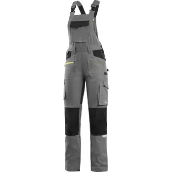 montérky STRETCH CXS dámské kalhoty s laclem - šedá/černá - 56/170