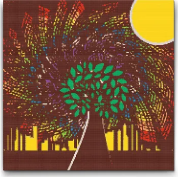 Diamantové malování Diamantové malování - Vícebarevné listy Velikost: 50x50cm, Rámování: Pouze srolované plátno, Diamanty: Čtvercové