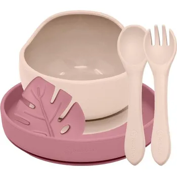 dětská jídelní sada PETITEMARS PETITE&MARS Set jídelní silikonový TAKE&MATCH 4 ks Desert Sand - Dusty Rose 6m+
