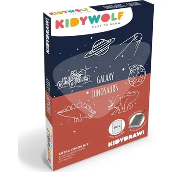 Dřevěná hračka Doplňkové karty Kidydraw mini Galaxie a dinosauři