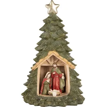 Vánoční stromek Vánoční dekorace stromek se svatou rodinou a Led - Ø 15*24 cm