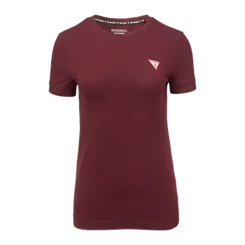 Dámské oblečení Dámské Tričko s krátkým rukávem GUESS SS CN MINI TRIANGLE TEE W2YI44J1314-G596 – Vínová M