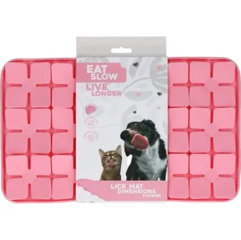 Miska pro psa Lízací podložka EAT SLOW LIVE LONGER Flower růžová 21x34cm