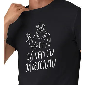 Pánské tričko Pánské černé triko - Já nepiju já objevuju 4XL